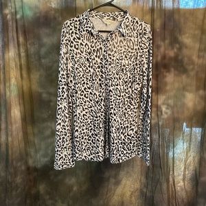 Black and White Cheetah Print Button Down